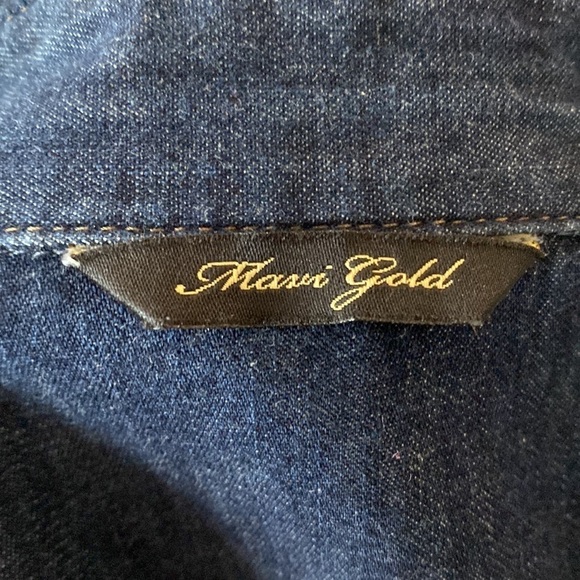 Mavi Gold - Women's Long Sleeve Denim Shirt with Snap Button Closure - Picture 9 of 14